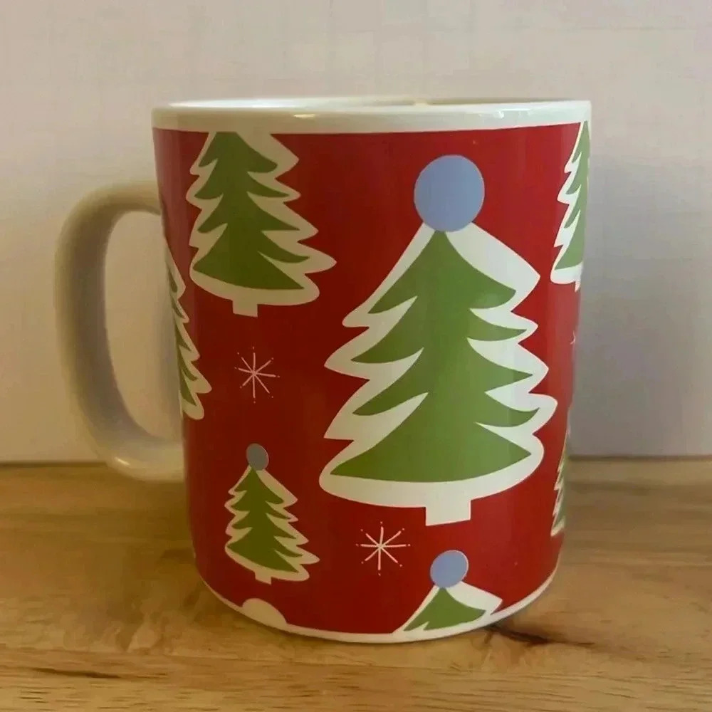 Caribou Coffee Christmas Winter Holiday‎ Mug Cup Green Trees Relax